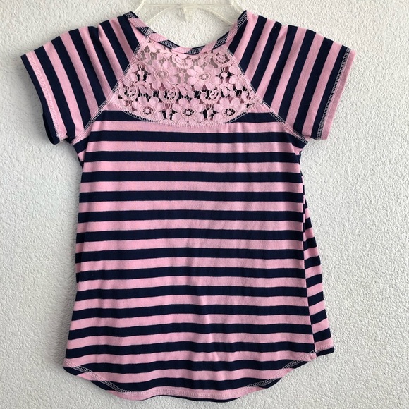 Striped Pink & Purple Graphic Top “Paris” Sz 6. - Picture 3 of 3